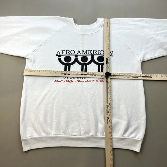 Vintage Cal Poly SLO Sweatshirt Adult Large White San Luis Obispo Afro American - Picture 5 of 7